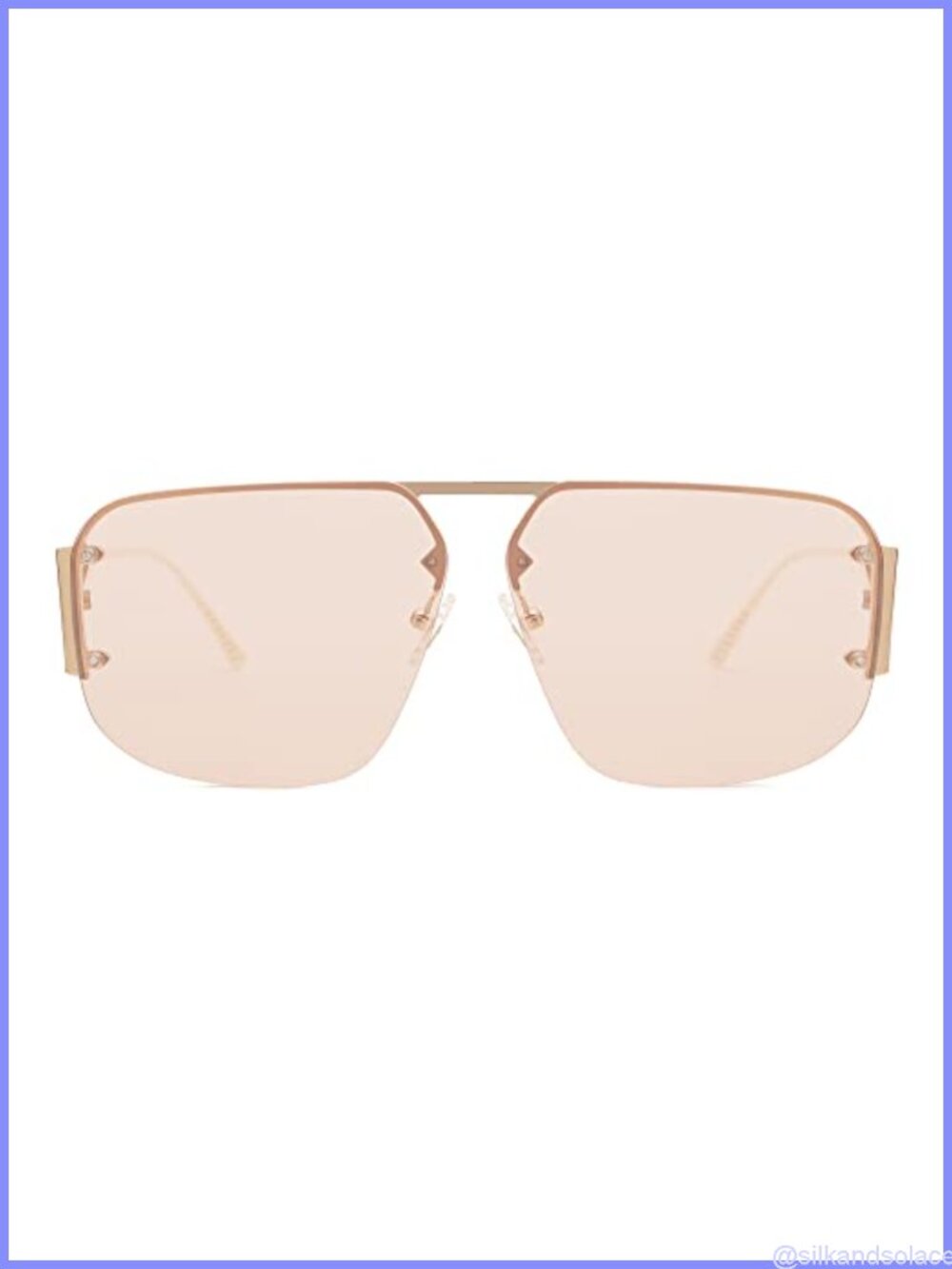 Rimless Aviator Sunglasses UV400 Metal Frame Gradient Lenses